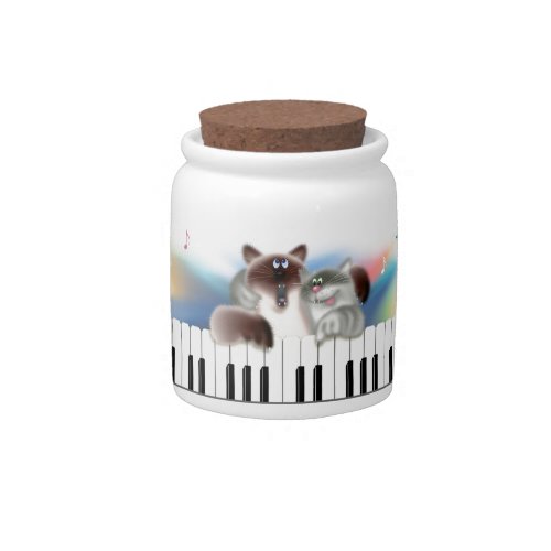 Cats at Piano Candy Jar