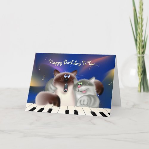 Cats at Piano Card