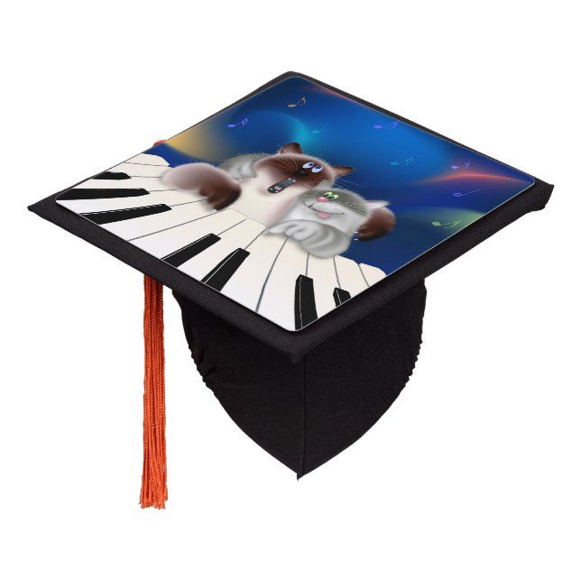 Cats at Piano Graduation Cap Topper (Angled)