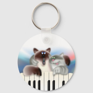 Cats at Piano Keychain