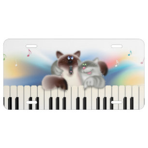 Cats at Piano License Plate