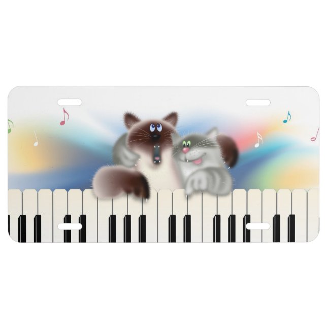 Cats at Piano License Plate (Front)