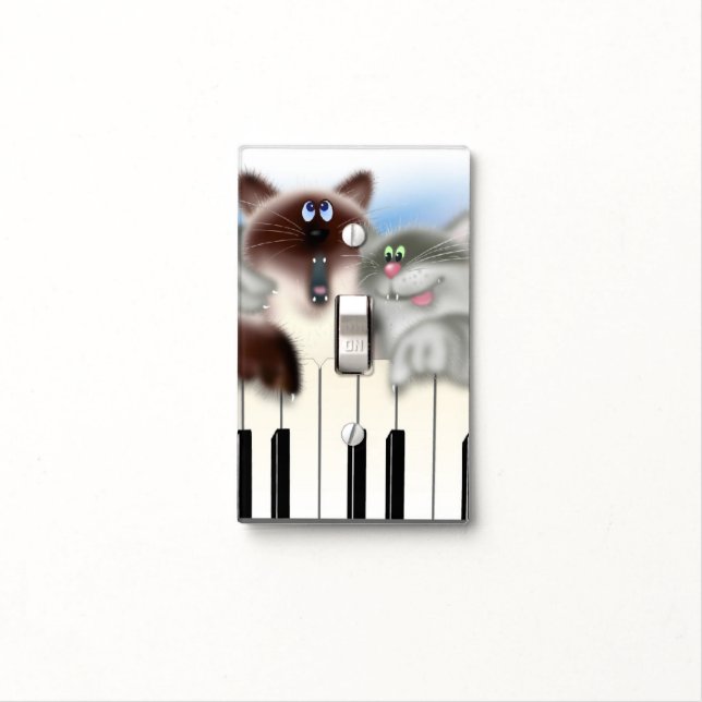 Cats at Piano Light Switch Cover (In Situ)