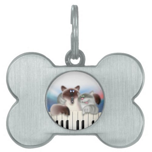 Cats at Piano Pet ID Tag