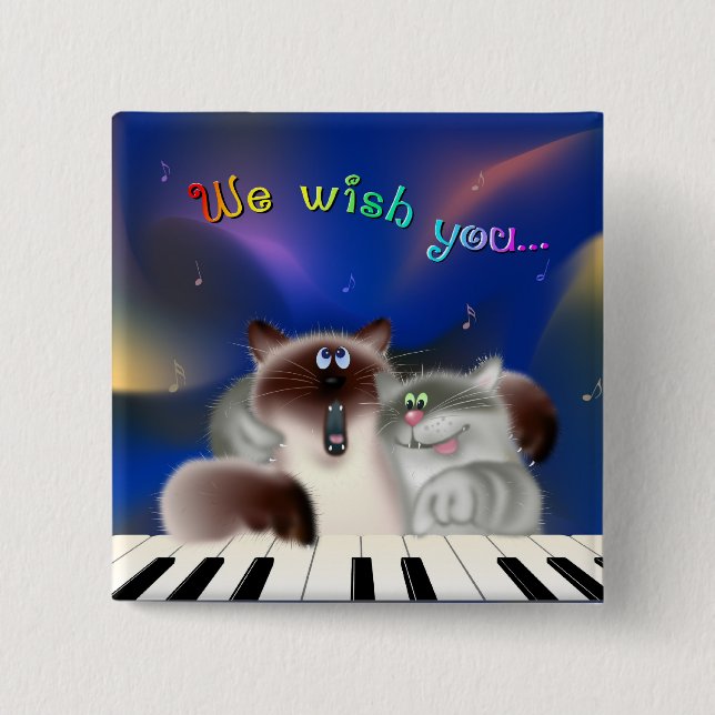 Cats at Piano Pinback Button (Front)
