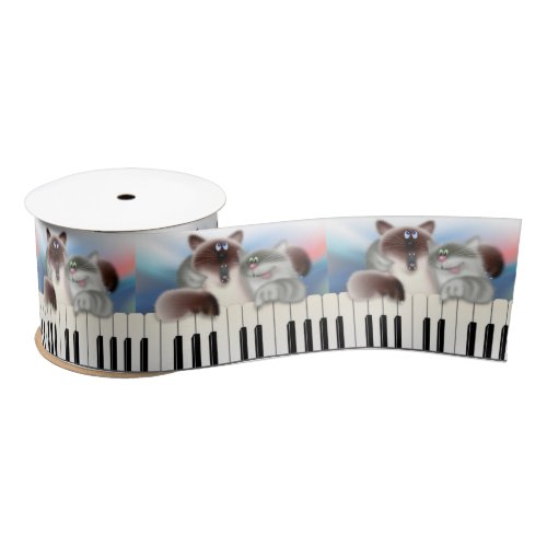 Cats at Piano Satin Ribbon