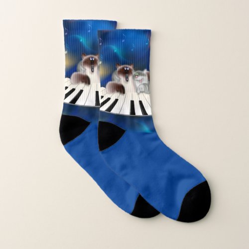 Cats at Piano Socks