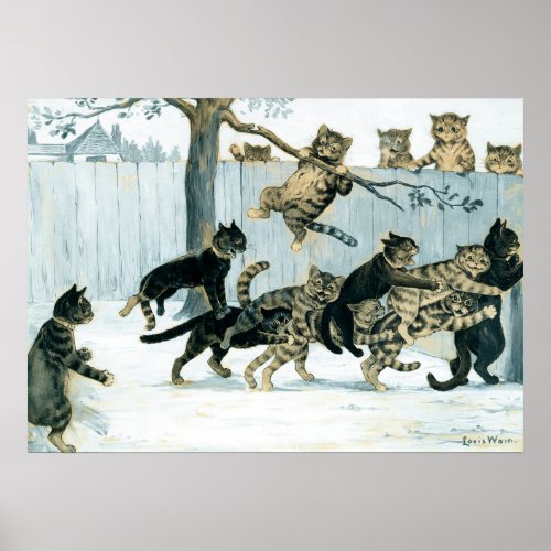 Cats at Play by Louis Wain Poster