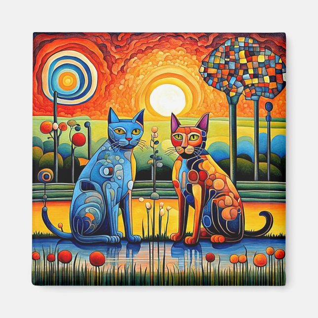 Cats at sunset 2 magnet (Front)