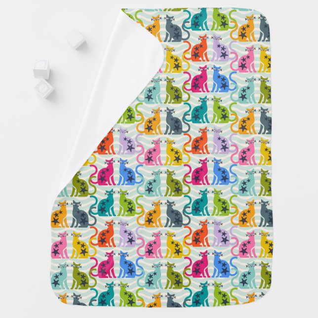 Cats at the beach baby blanket (In Situ)
