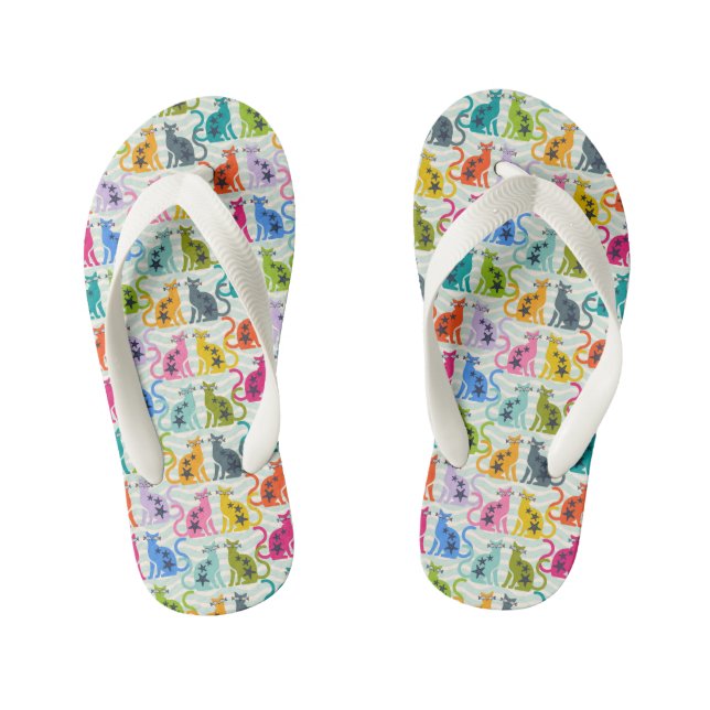 Cats at the beach kid's flip flops (Footbed)