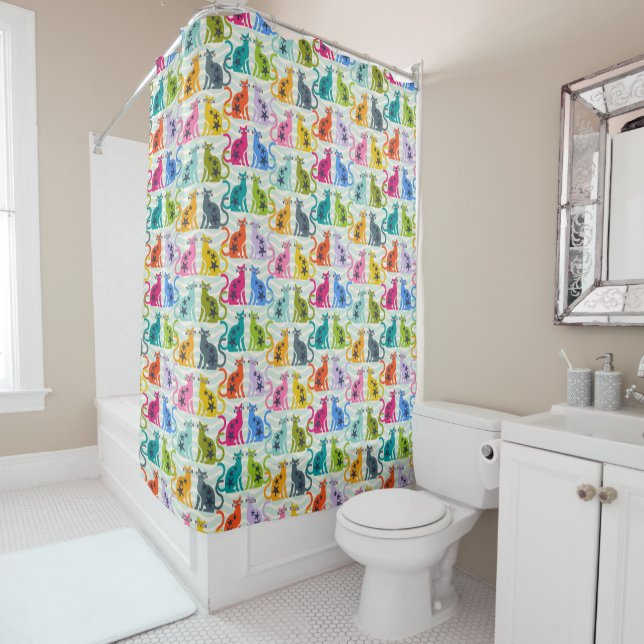 Cats at the beach  shower curtain (In Situ)