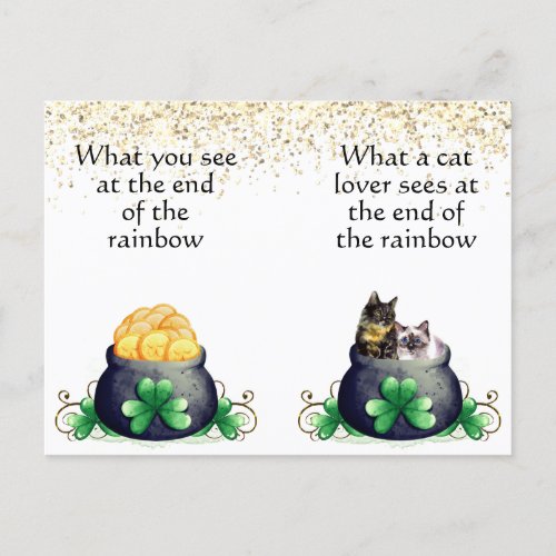 Cats at the End of the Rainbow St Patricks Day  Postcard