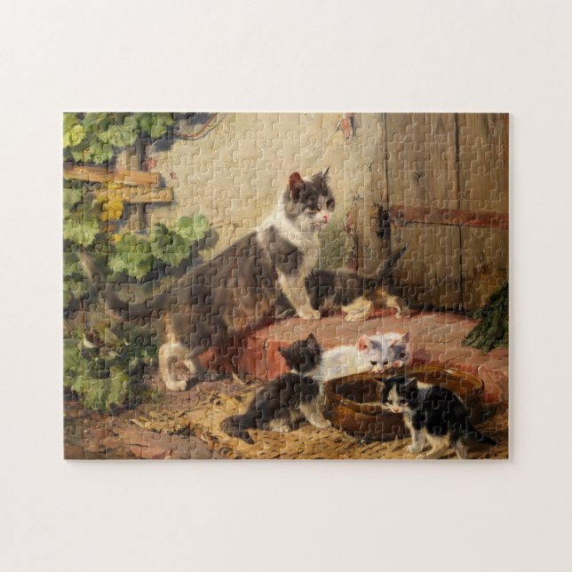 Cats at the Milk Bowl | Julius Adam the Younger Jigsaw Puzzle (Horizontal)