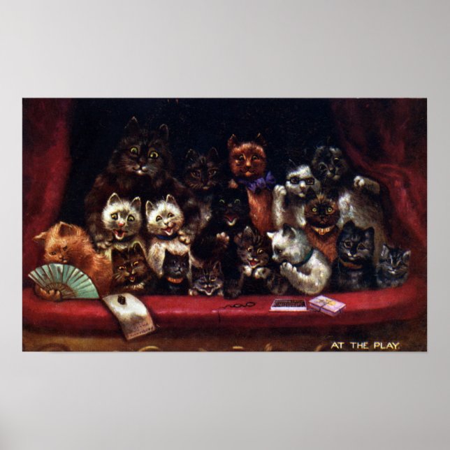 Cats at the Theater for a Play Louis Wain Poster (Front)