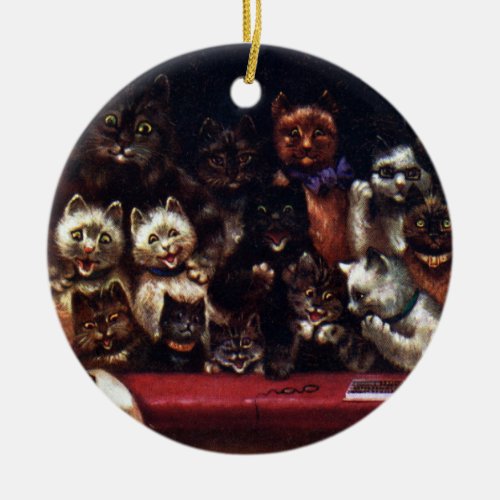 Cats at the Theater for Christmas Louis Wain Ceramic Ornament