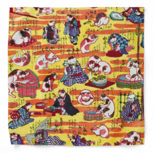 Cats, Author unknown, Woodcut Bandana