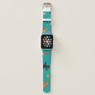 Cats, autumn foliage, cute pattern apple watch band