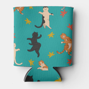 Cats, autumn foliage, cute pattern can cooler