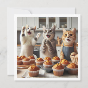 Cats baking, baking party invitation, cat card