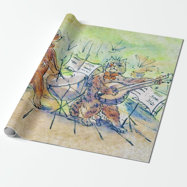Cats Band, Louis Wain Wrapping Paper (Unrolled)
