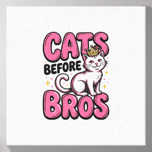 Cats Before Bros Vintage Cat Crown Shirt Design_1 Canvas Photo Tile