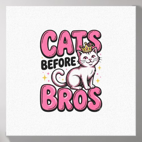 Cats Before Bros Vintage Cat Crown Shirt Design_1 Canvas Photo Tile