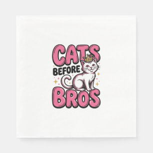 Cats Before Bros Vintage Cat Crown Shirt Design_1 Napkins