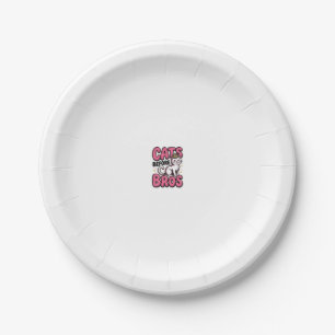 Cats Before Bros Vintage Cat Crown Shirt Design_1 Paper Plates