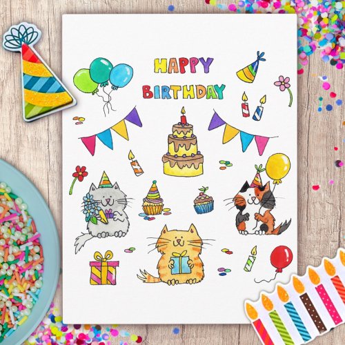 Cats Birthday postcard