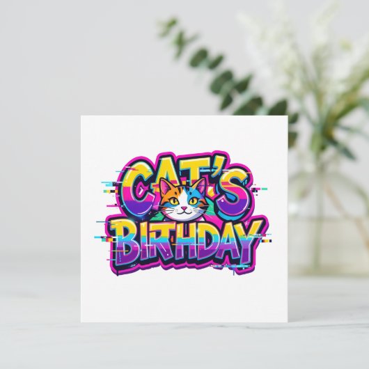 Cat's Birthday Rainbow Glitch (Standing Front)