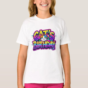 Cat's Birthday Rainbow Glitch T-Shirt
