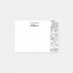 Cats Black and White Illustration Personalised Post-it Notes