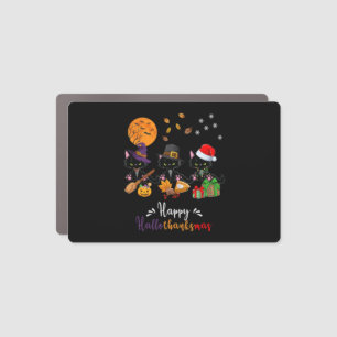 Cats Black Cat Halloween and Merry Christmas Happy Car Magnet
