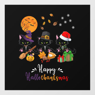 Cats Black Cat Halloween and Merry Christmas Happy Floor Decals
