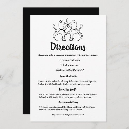 Cats Black White Wedding Directions Cat Lover Cute Invitation