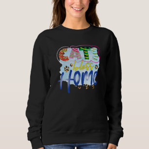Cats Bless Home Graphic Patchwork Cat Sweatshirt