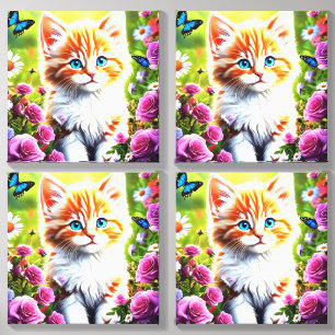 Cats Blossoming Kitten Dream" Canvas Photo Tile