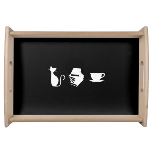 Cats, Books, and Coffee Serving Tray