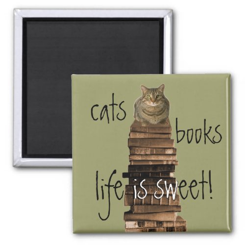 cats books life is sweet magnet