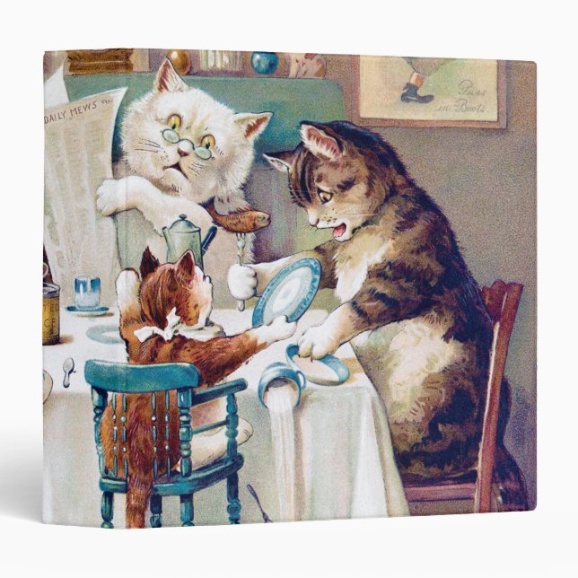 Cat's Breakfast Time, Louis Wain 3 Ring Binder (Front/Spine)
