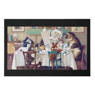 Cat's Breakfast Time, Louis Wain Faux Canvas Print