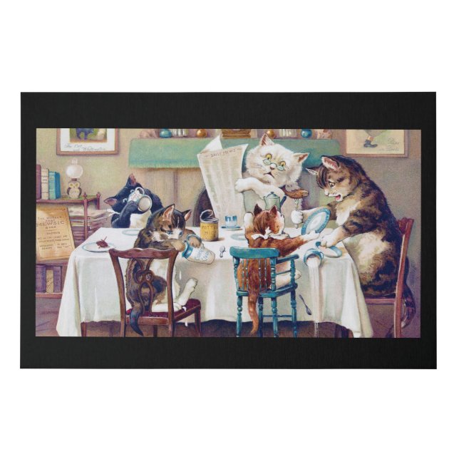 Cat's Breakfast Time, Louis Wain Faux Canvas Print (Front)