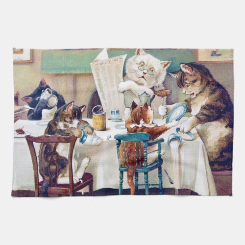 Cats Breakfast Time Louis Wain Kitchen Towel