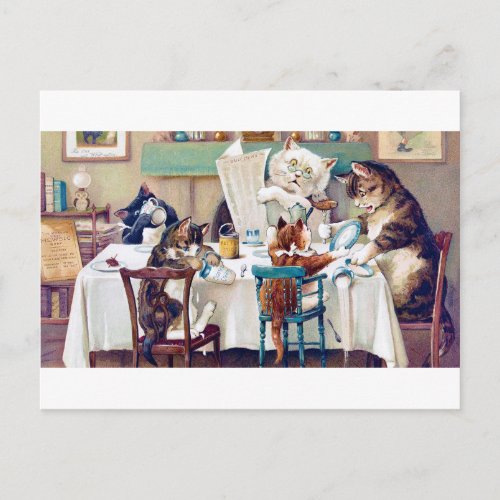 Cats Breakfast Time Louis Wain Postcard