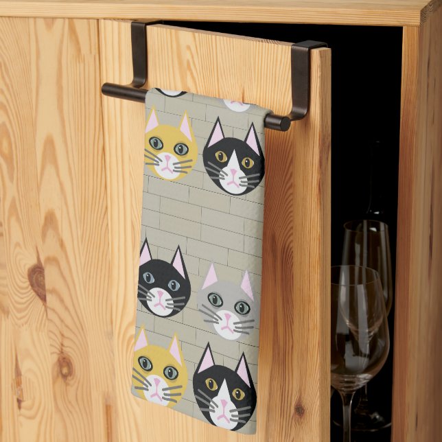 Cats brick kitchen towel (Thirds Fold)