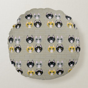 Cats brick round pillow
