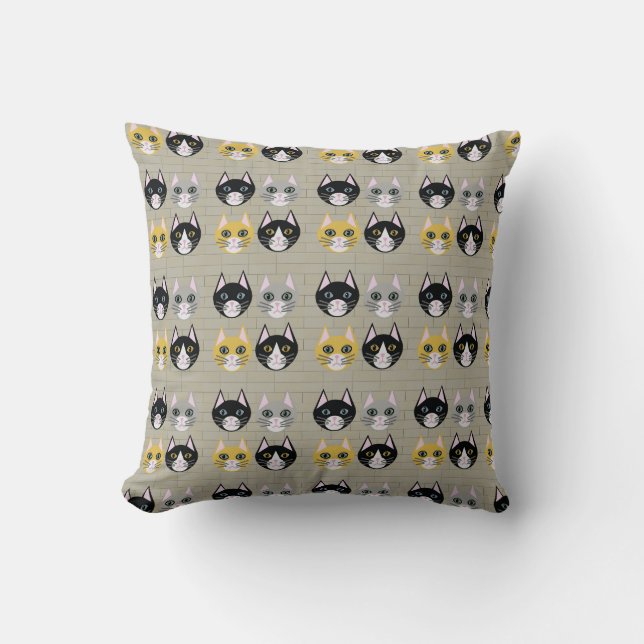 Cats brick throw pillow (Front)