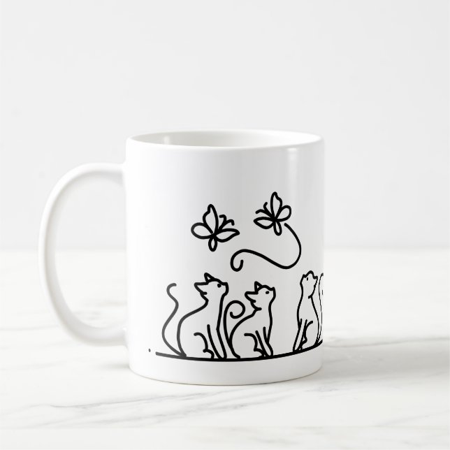 Cats & Butterflies Coffee Mug (Left)