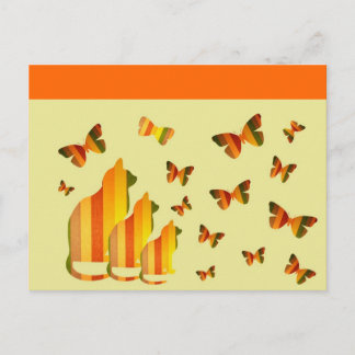 Cats & Butterflies Postcard